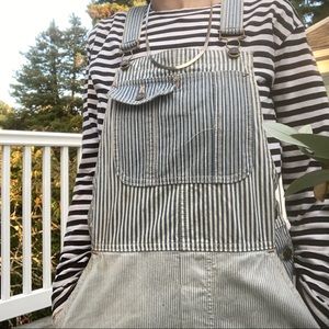 Free people railroad stripe over all dress